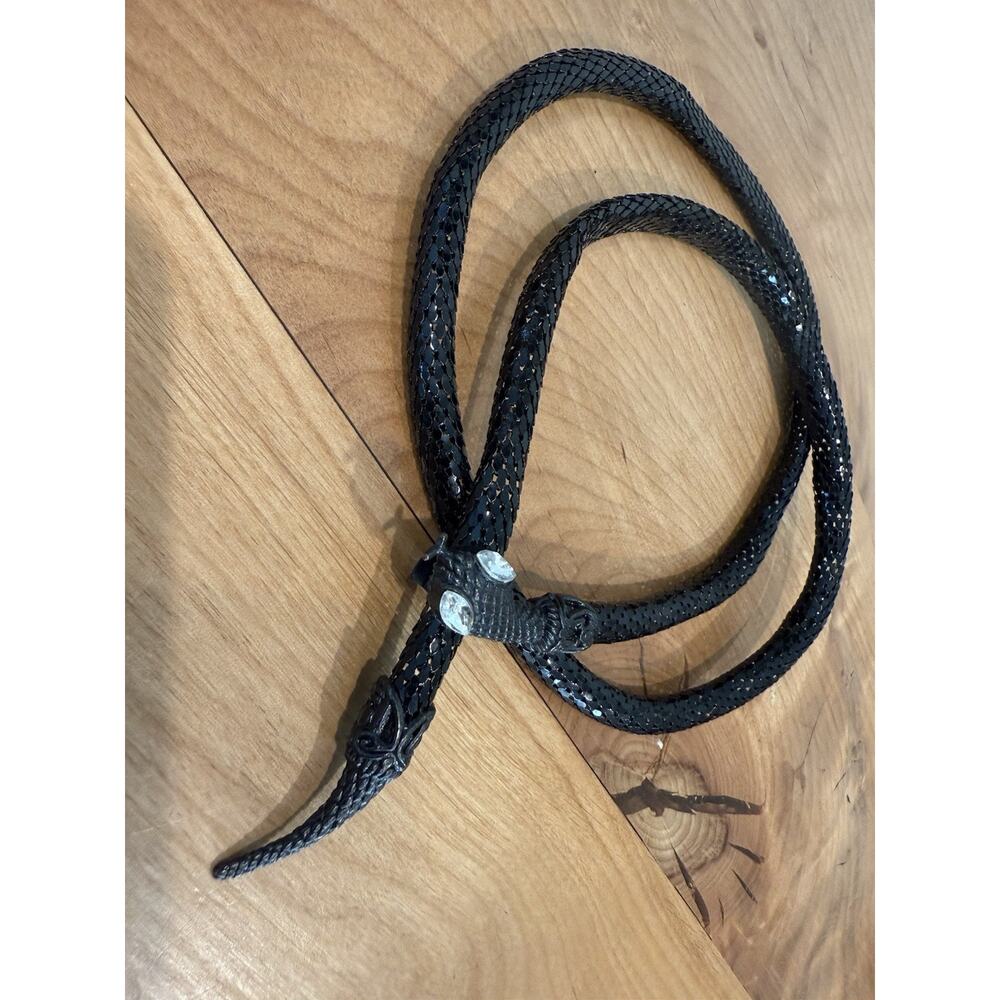 Black Mesh Serpent Snake Halloween Costume Jewelry Belt Figurine Necklace 32 in